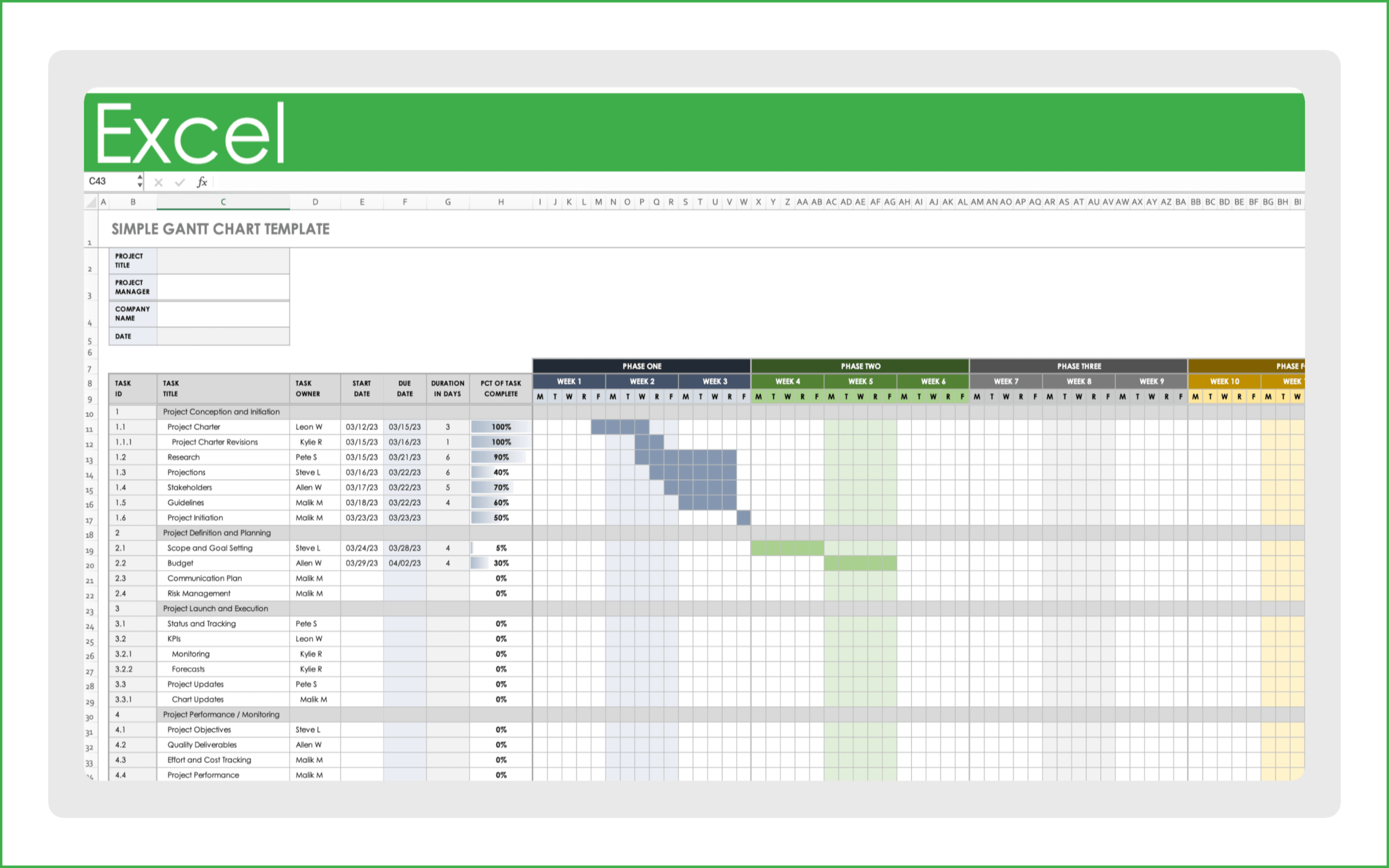 Simple Gantt Chart Template